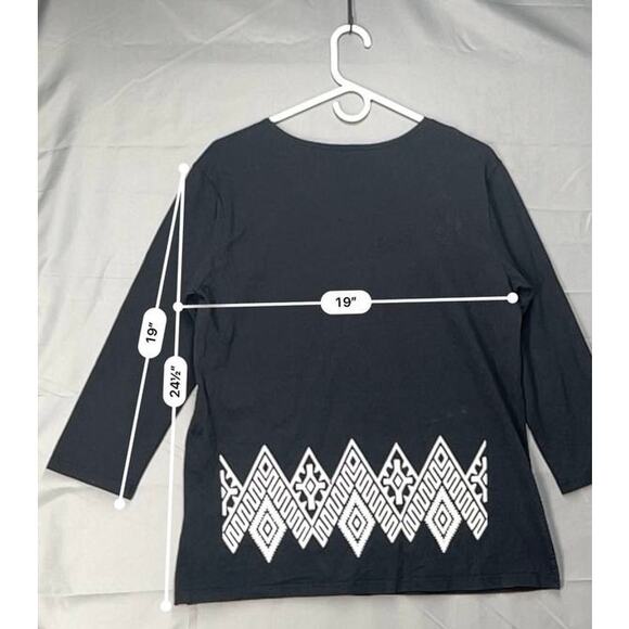 Sabaku Artwear Almost Hidden Black Quarter Sleeves Geometric Sz S Fedtival Aztec - Picture 3 of 5